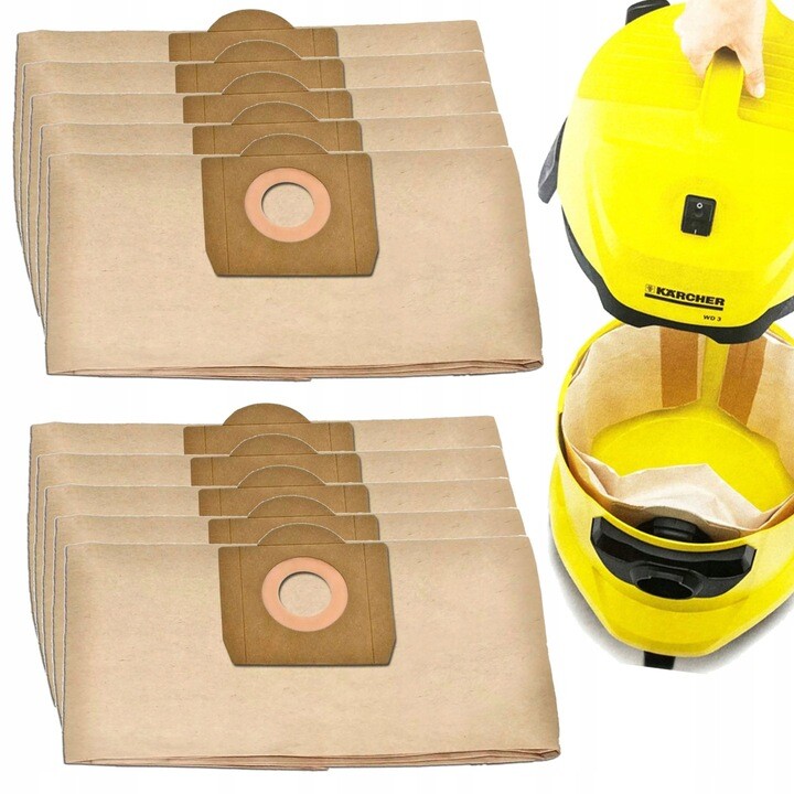 10 x Papírový Sáček Do Vysavače Karcher WD3 MV3 A2204 SE4001 SE4002