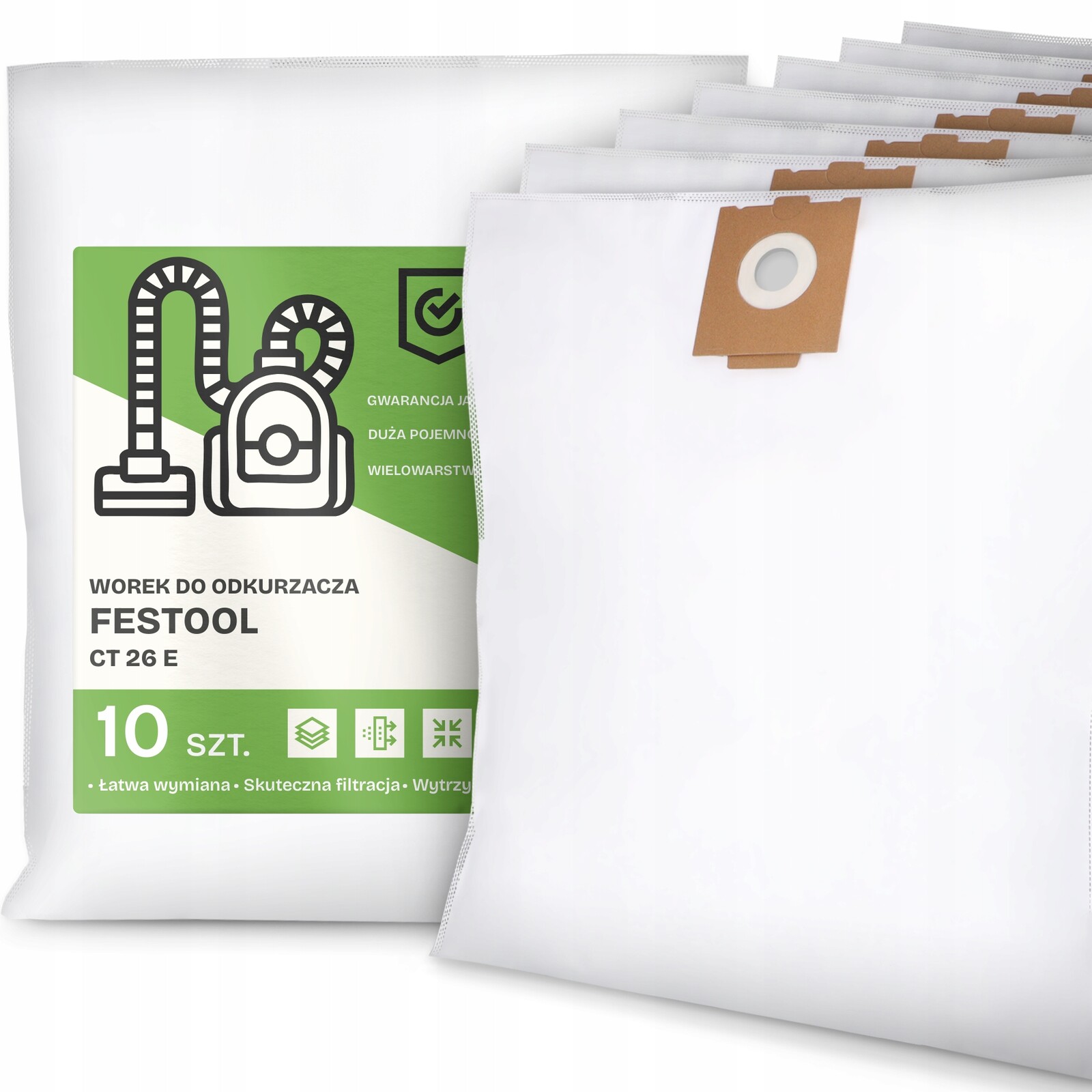 10 x Sáček Do Vysavače Festool Ct 26 E Syntetický textilní Sáčky G9-W