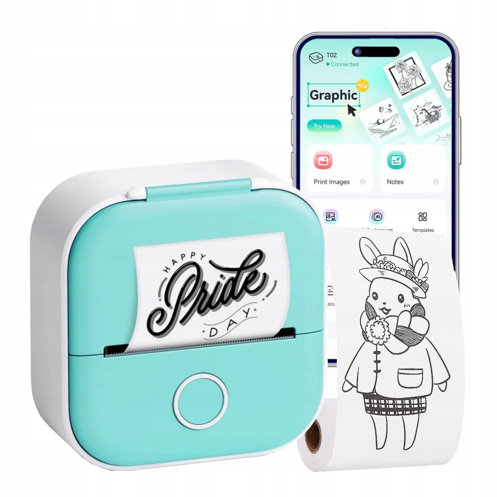 Phomemo T02 mini termální tiskárna samolepek poznámek, samolepící etikety