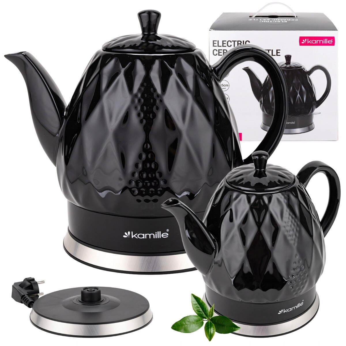 Bezdrátová Keramická Rychlovarná Konvice Kamille 1200 W 1,5 L černá