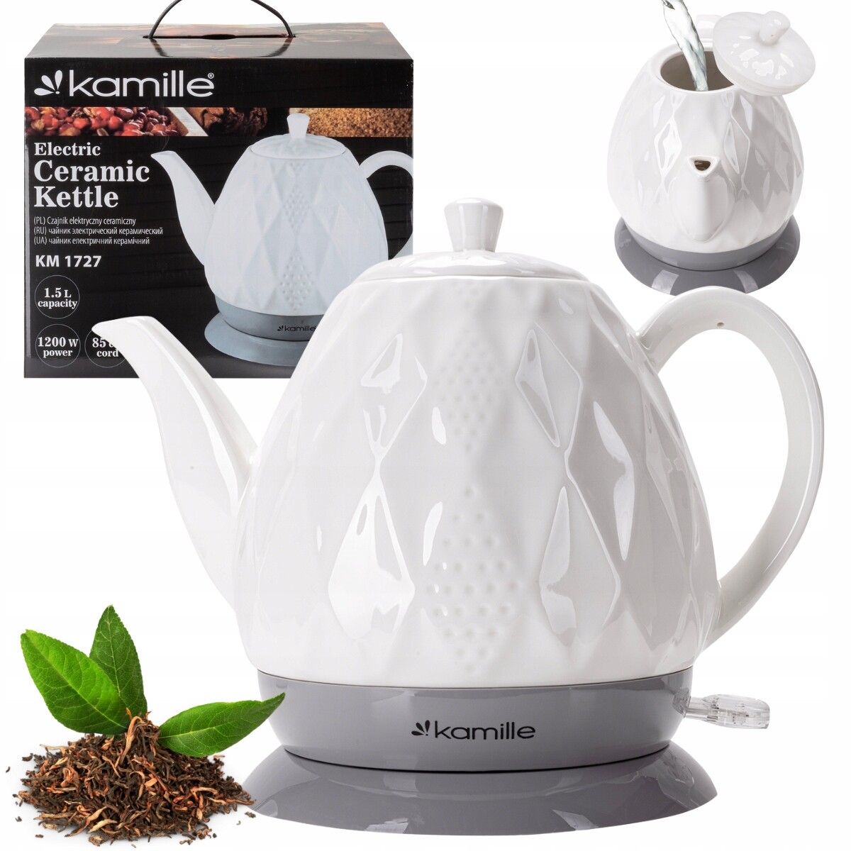 Keramická Rychlovarná Konvice Kamille 1200 W 1,5 L, bílá