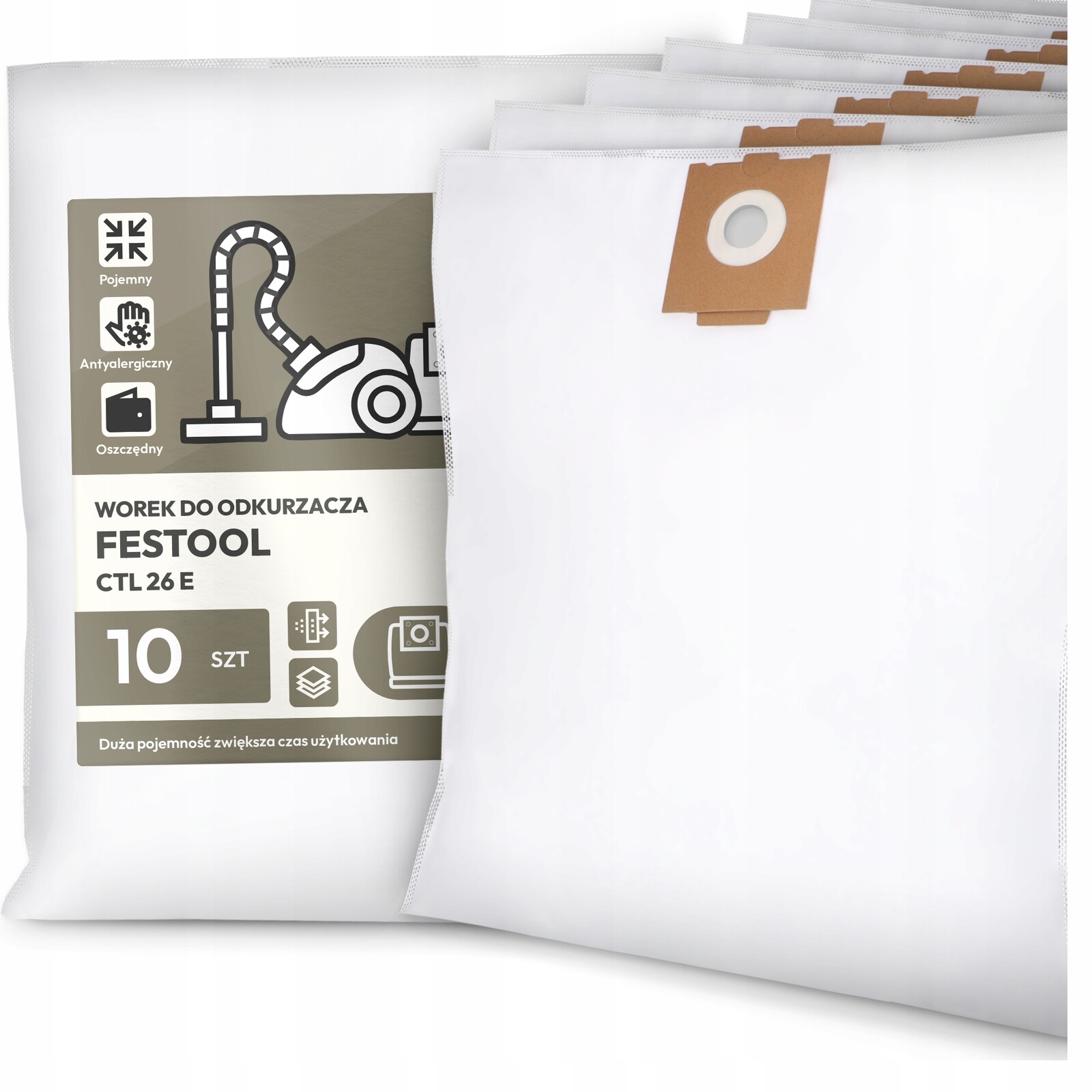 10 x Sáček Do Vysavače Festool Ctl 26 E Syntetický textilní Sáčky G9-W