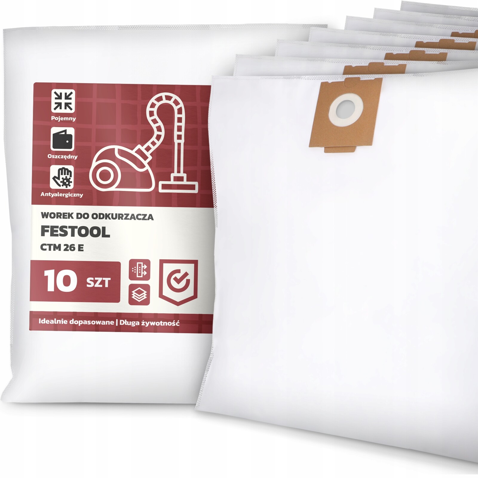 10 x Sáček Do Vysavače Festool Ctm 26 E Syntetický Textilní Sáčky G9-W