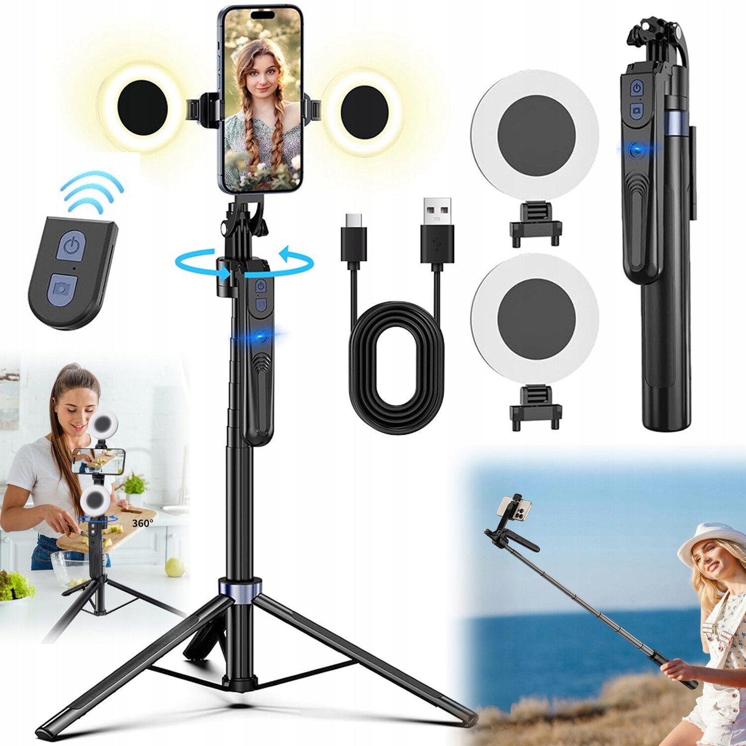 Samosledovací stativ s Led lampou pro nahrávání filmů a živé vysílání