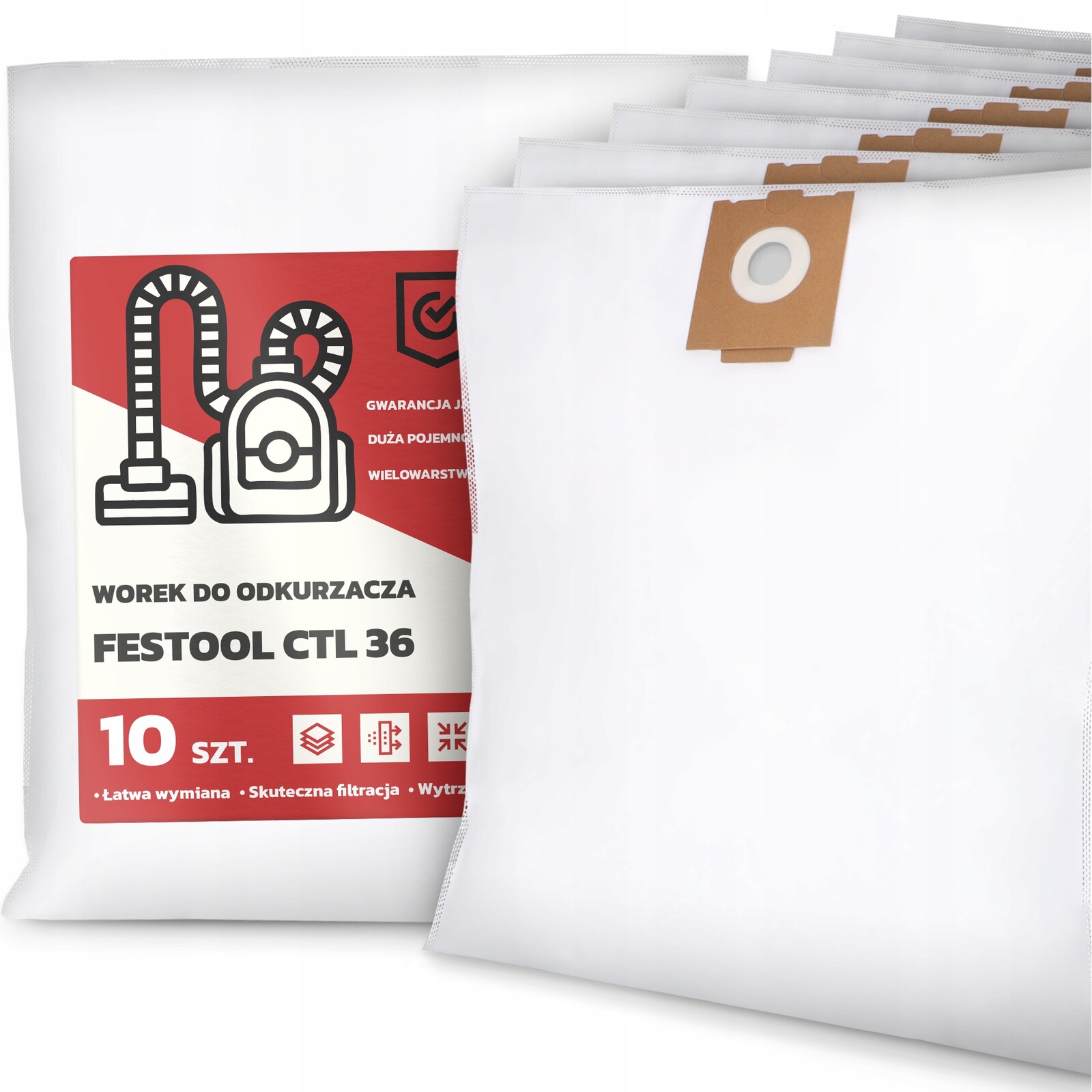 10 x Sáček Do Vysavače Festool Ctl 36 Syntetický Silný Velký Sáčky G9-W