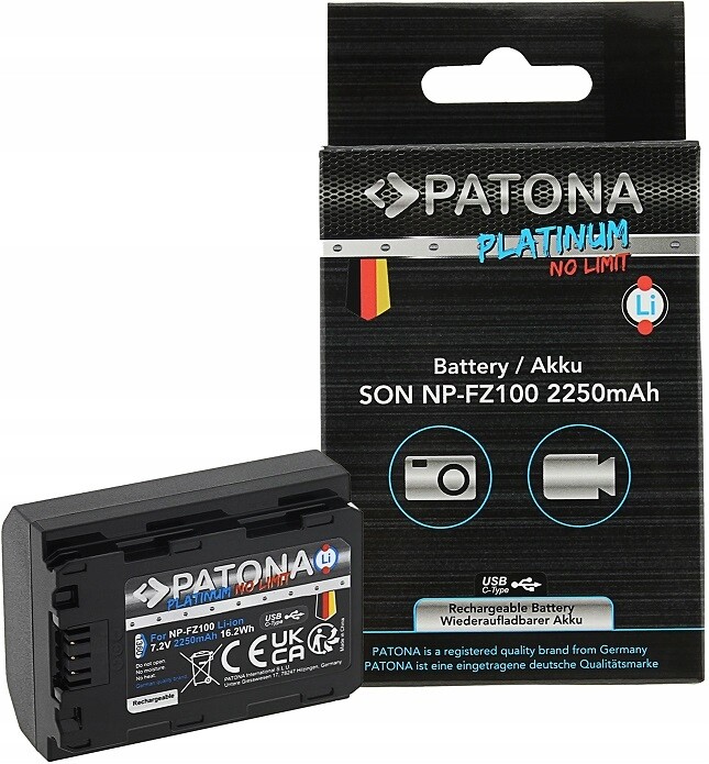 Patona baterie pro foto Sony NP-FZ100 2400mAh Li-Ion Platinum Usb-c nabíjen