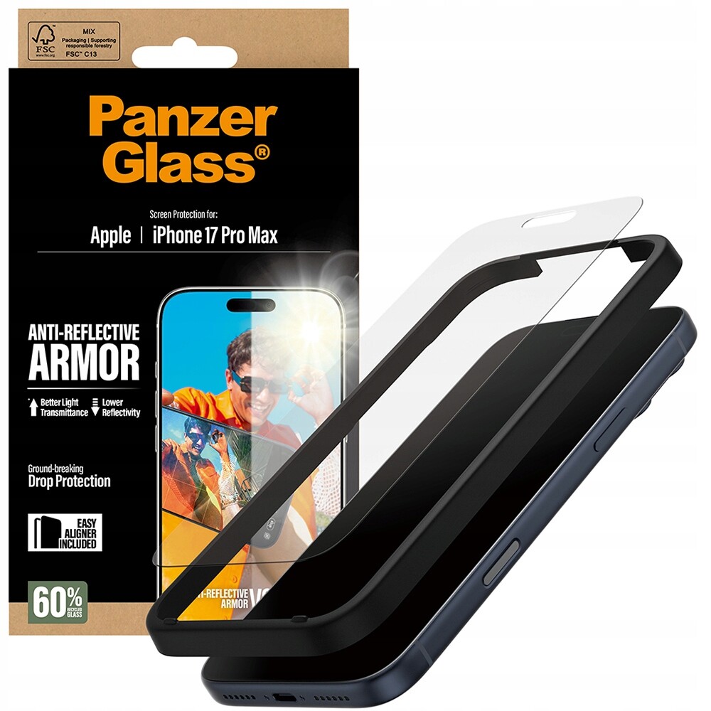 Tvrzené sklo PanzerGlass pro iPhone 17 Pro Max, odolné, ochranné, 9H