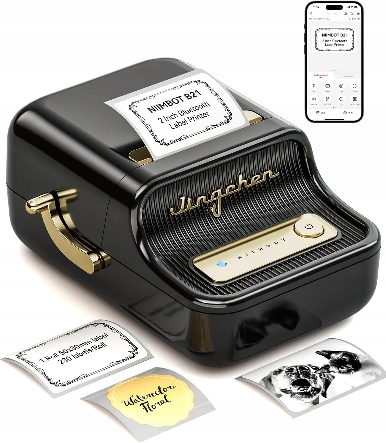 Bluetooth Bezinkoustová Tiskárna Štítků Niimbot B21, Přenosná, Termální