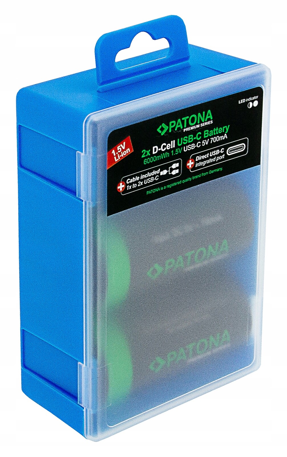 Patona nabíjecí baterie LR20 mono D Li-lon 4000mAh 1,5V s Usb-c nabíjením,