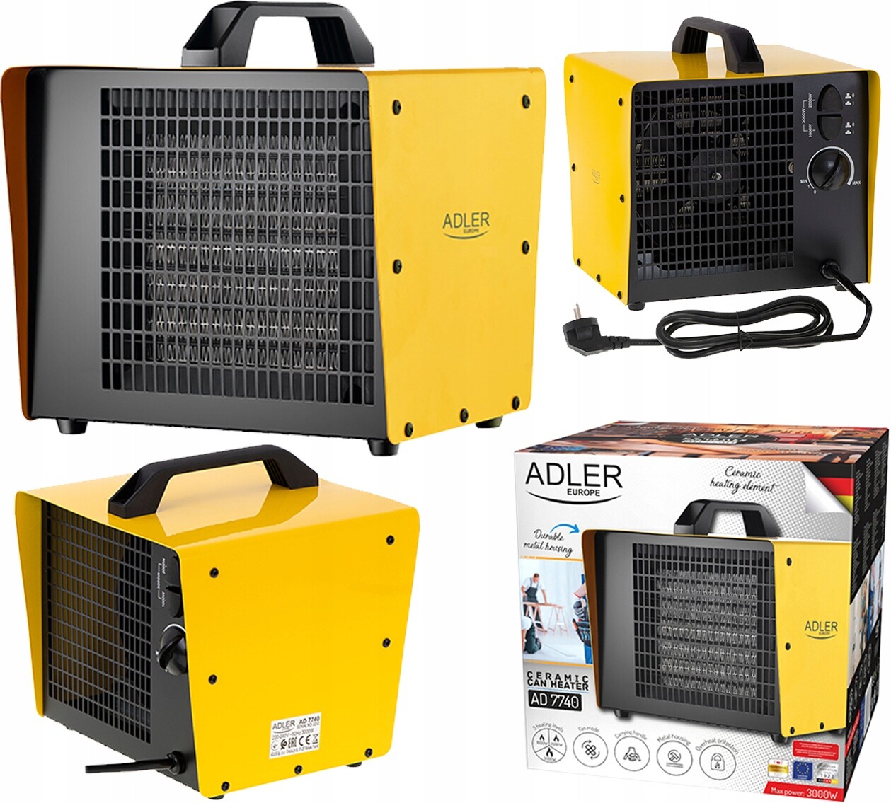 Elektrický keramický ohřívač 3000 W Silný dmychadlo Farelka Termostat