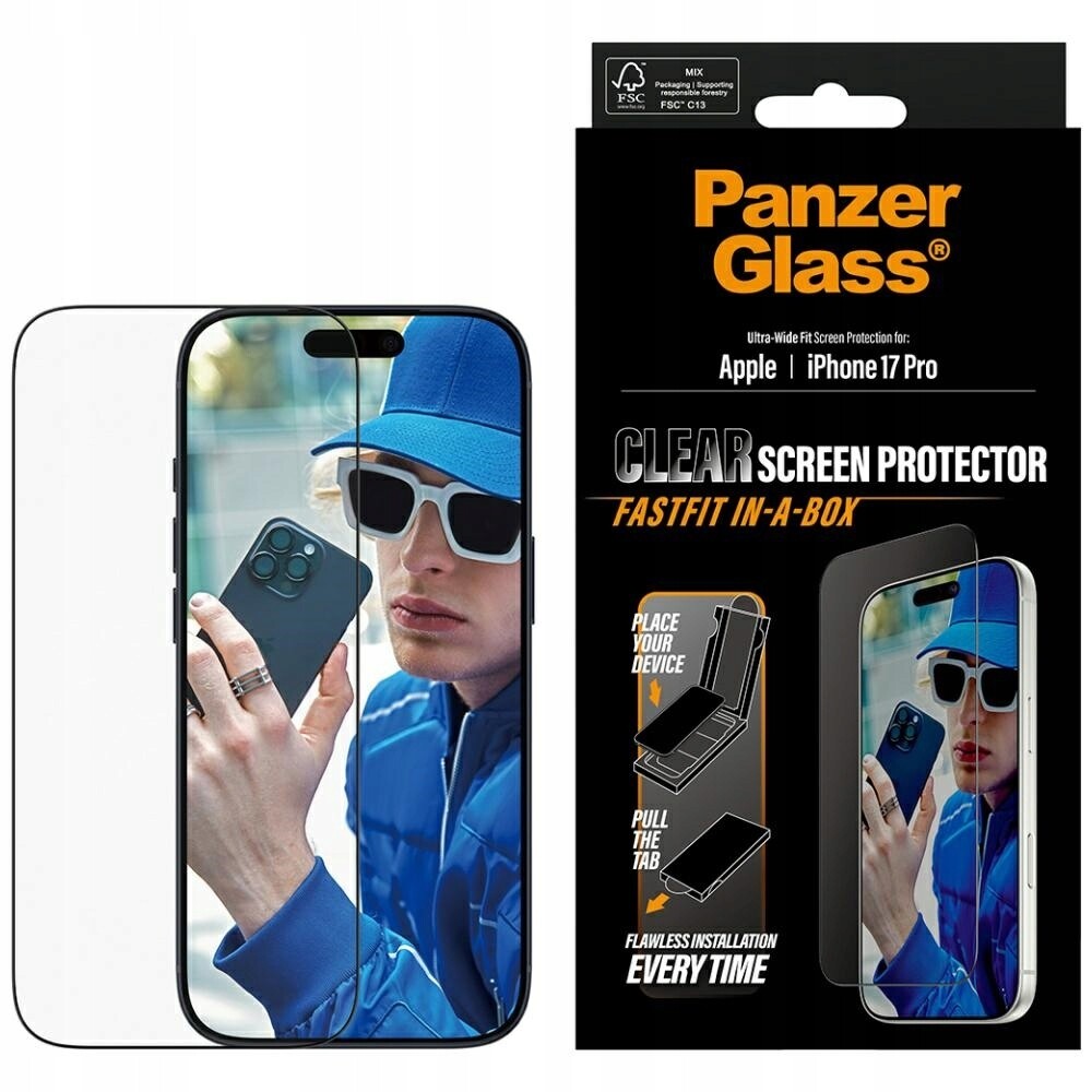 PanzerGlass Uwfit Fastfit tvrzené sklo aplikátor pro iPhone 17 Pro