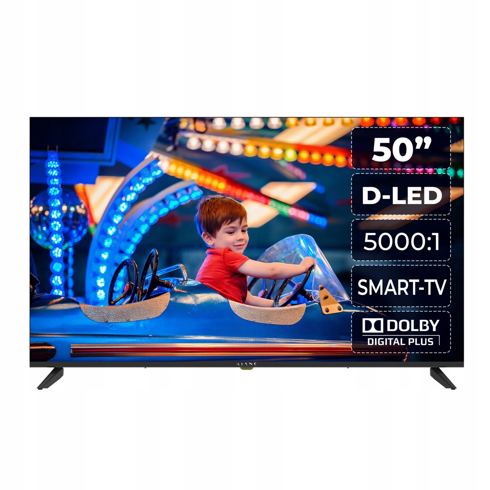 Televizor značky Kiano 50' Elegance Smart Bezrámečkový D-led Uhd DVB-T2/HEVC