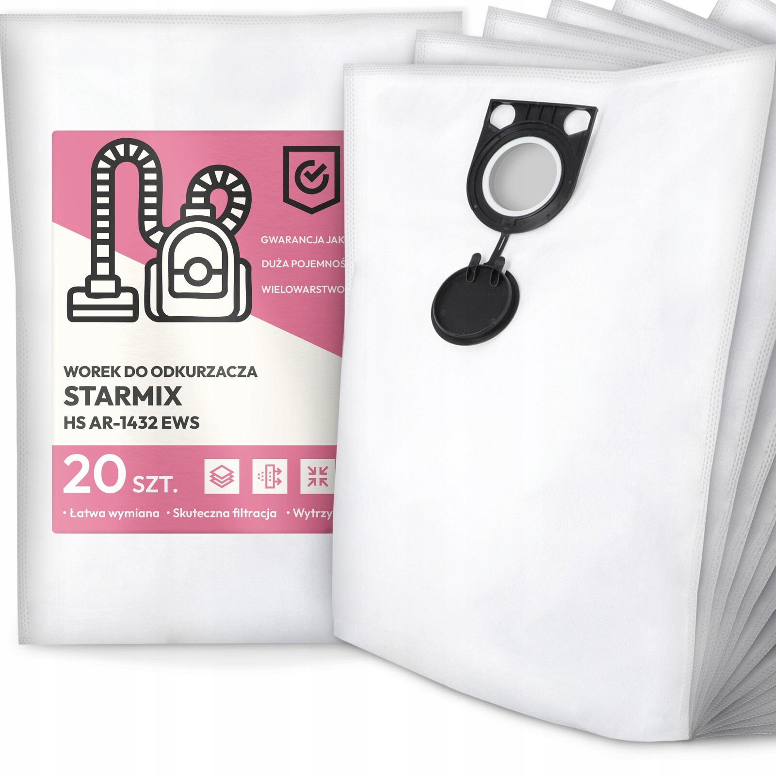 20 x Sáček Do Vysavače Starmix Hs AR-1432 Ews Syntetický Prostorný Silný G9
