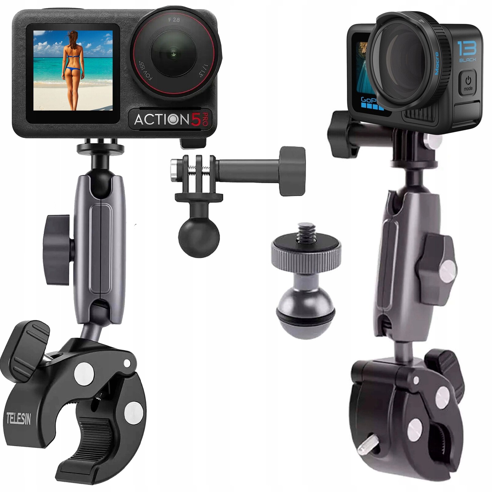 Svěrák Magic Arm Telesin Držák pro GoPro Hero 13 12 11 Mini 10 9 8 7 6 5MAX