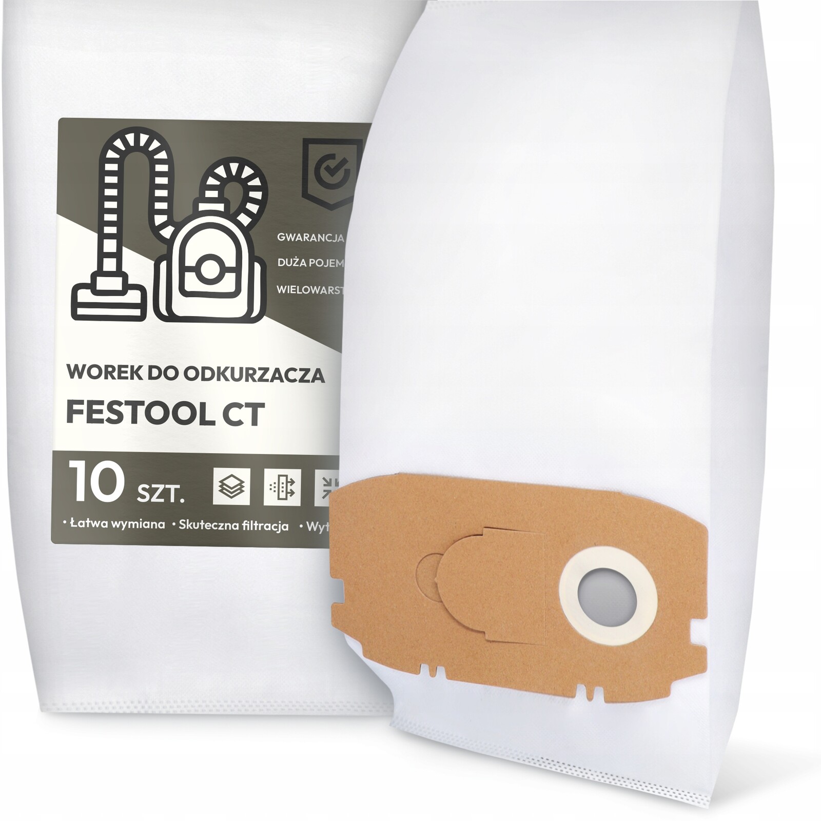 10 x Sáček Do Vysavače Festool Ct Syntetický Prostorný Odolný Sáčky G9-W