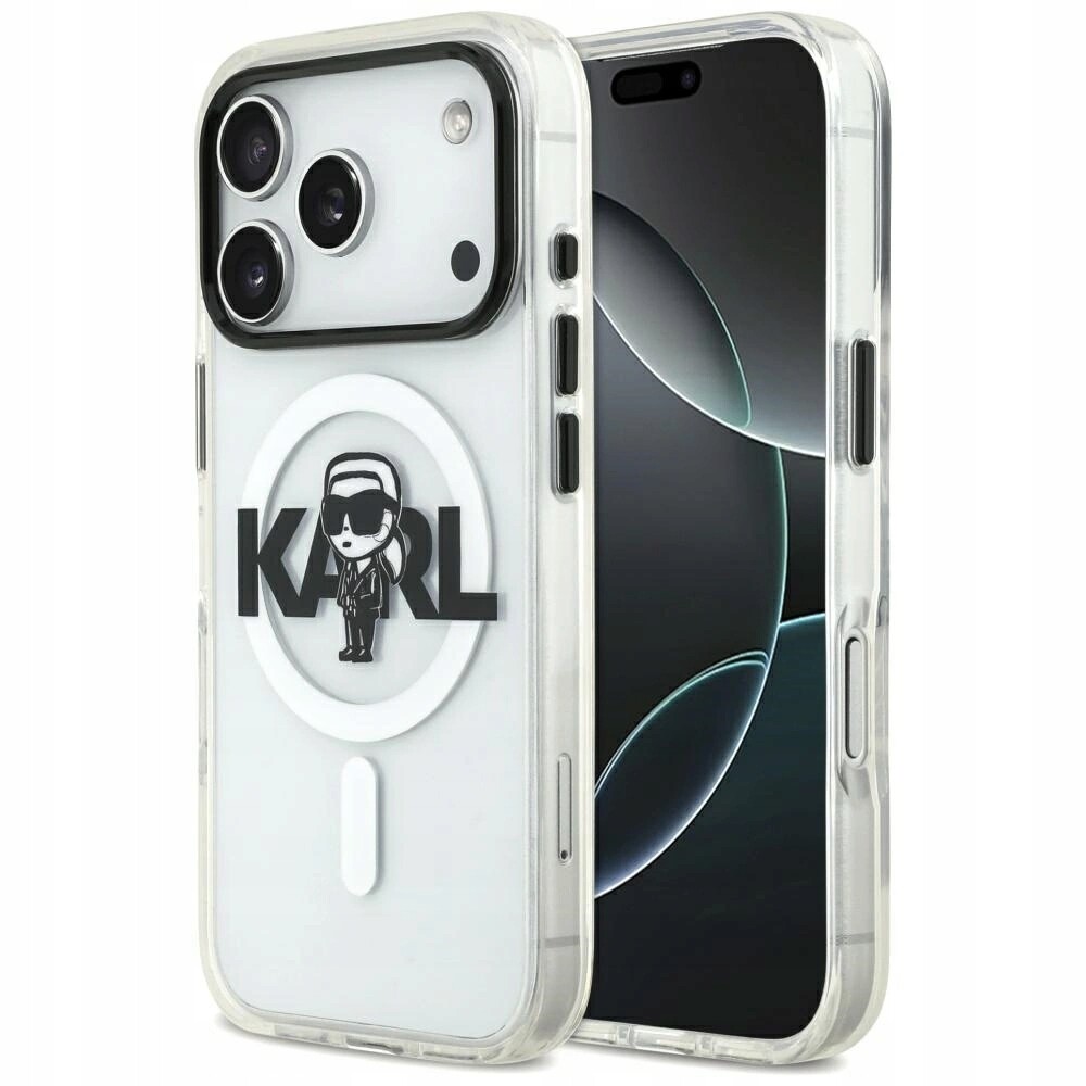 Pouzdro Karl Lagerfeld IML Karl Sketch Logo MagSafe pro iPhone 17 Pro průhledné