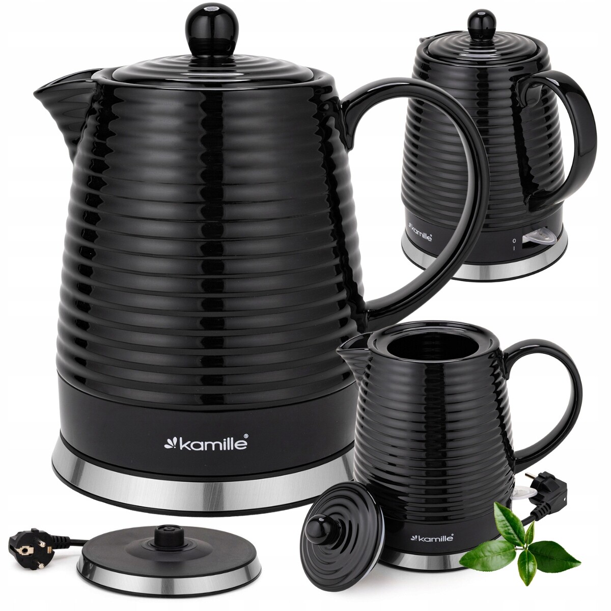 Bezdrátová Keramická Rychlovarná Konvice Kamille 1200 W 1,2 L černá