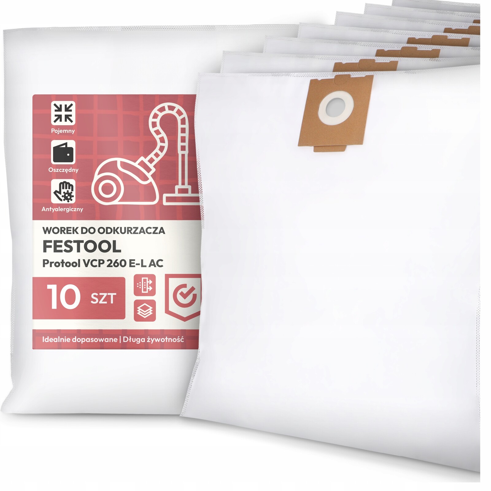 10 x Sáček Do Vysavače Festool Protool Vcp 260 E-l Ac Textilní Sáčky G9-W