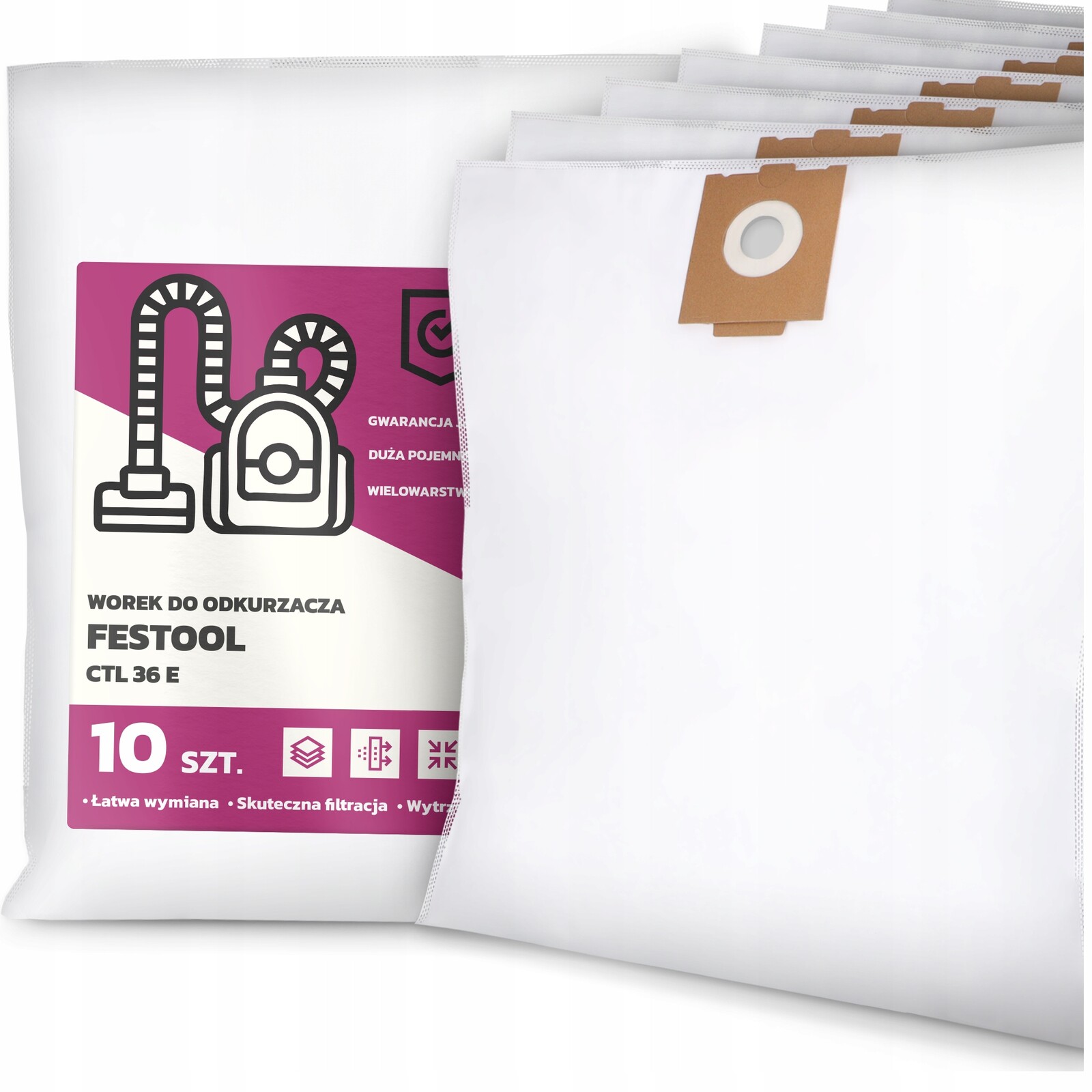 10 x Sáček Do Vysavače Festool Ctl 36 E Syntetický textilní Sáčky G9-W