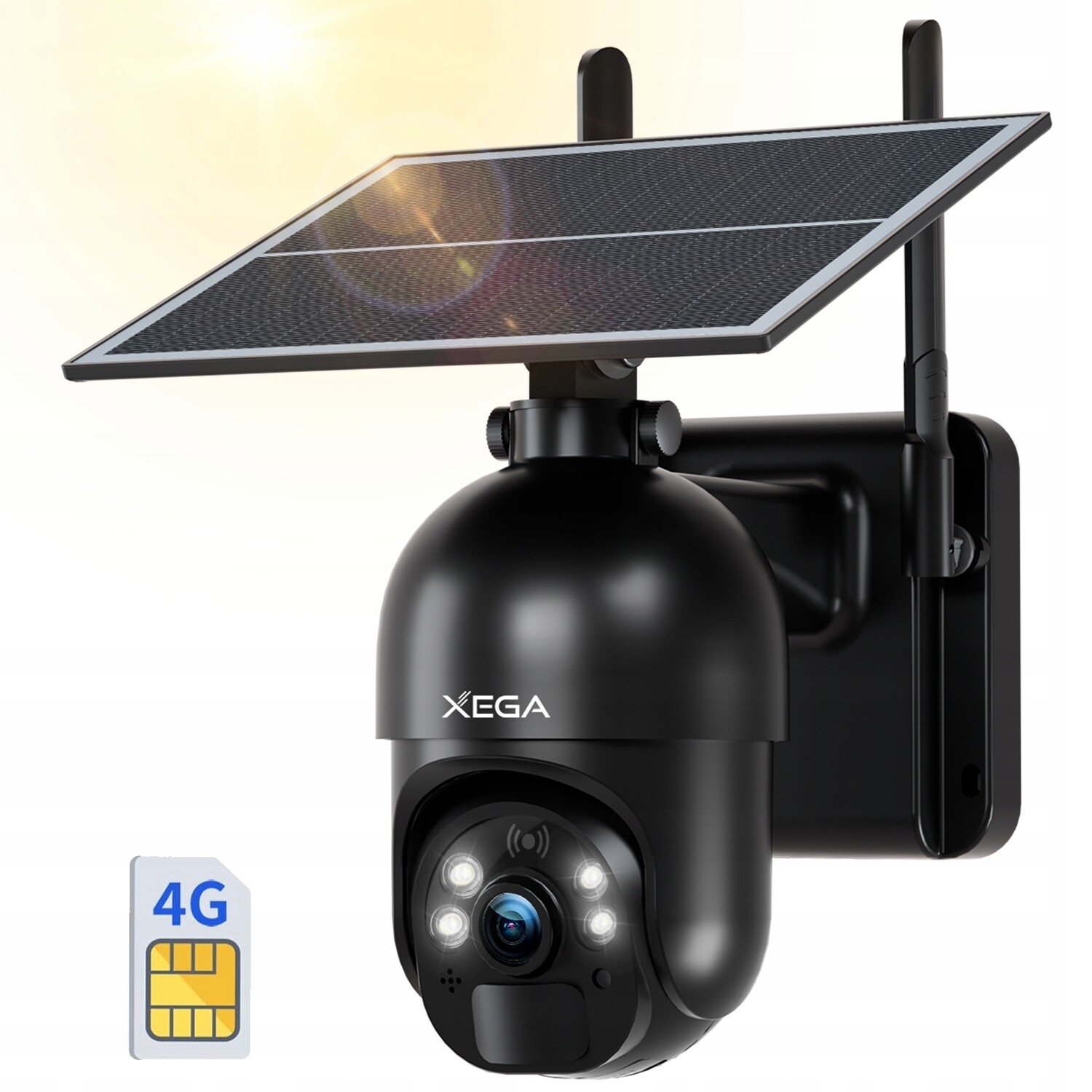 Solární Venkovní Otočná Kamera Na Sim Kartu 4G Lte Gsm 2K 3MP S Kartou