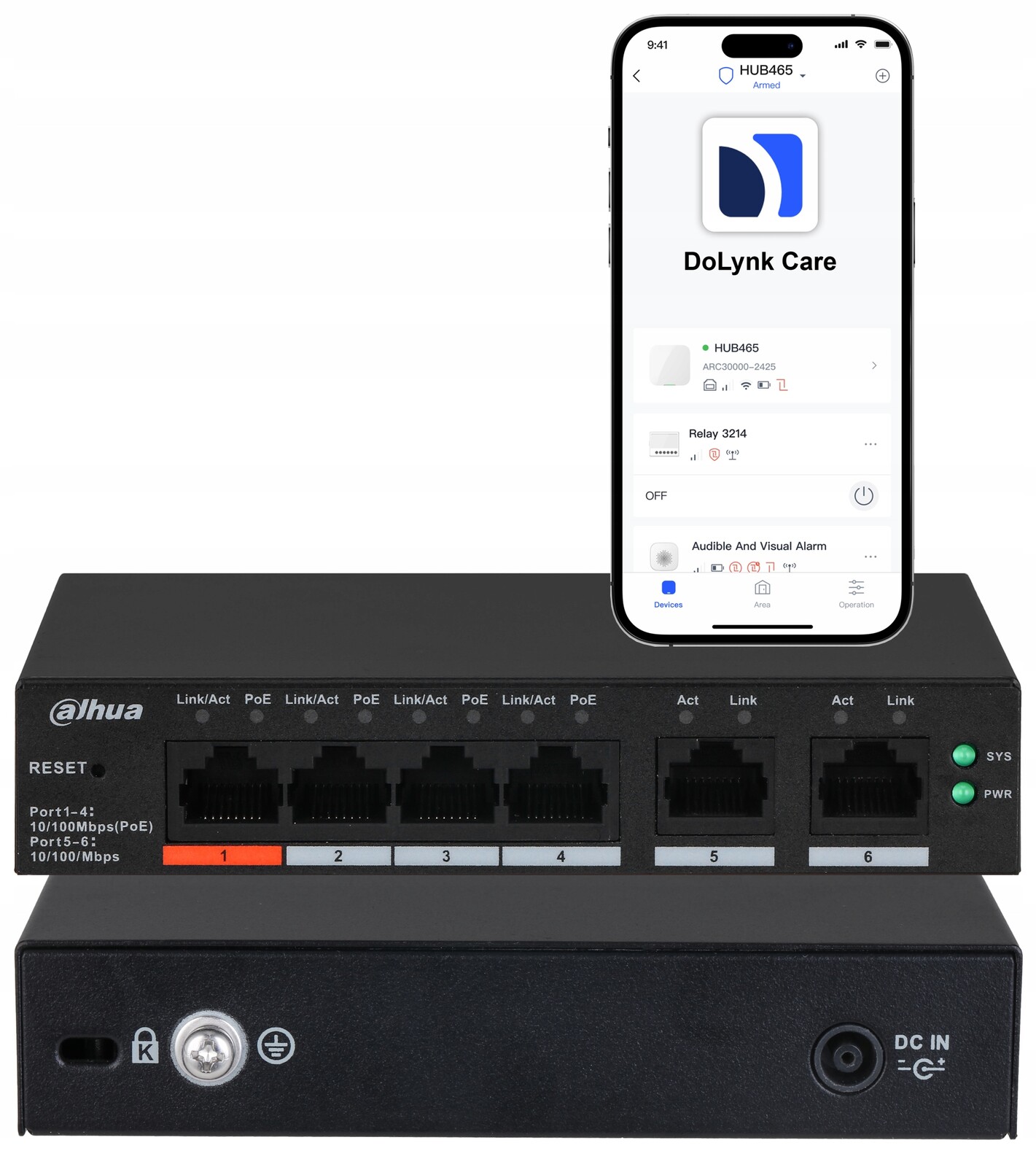 Switch PoE 4+2 Dahua CS4006-4ET2ET 60W 4-PORTOVÝ Dolynk Cloud Managed