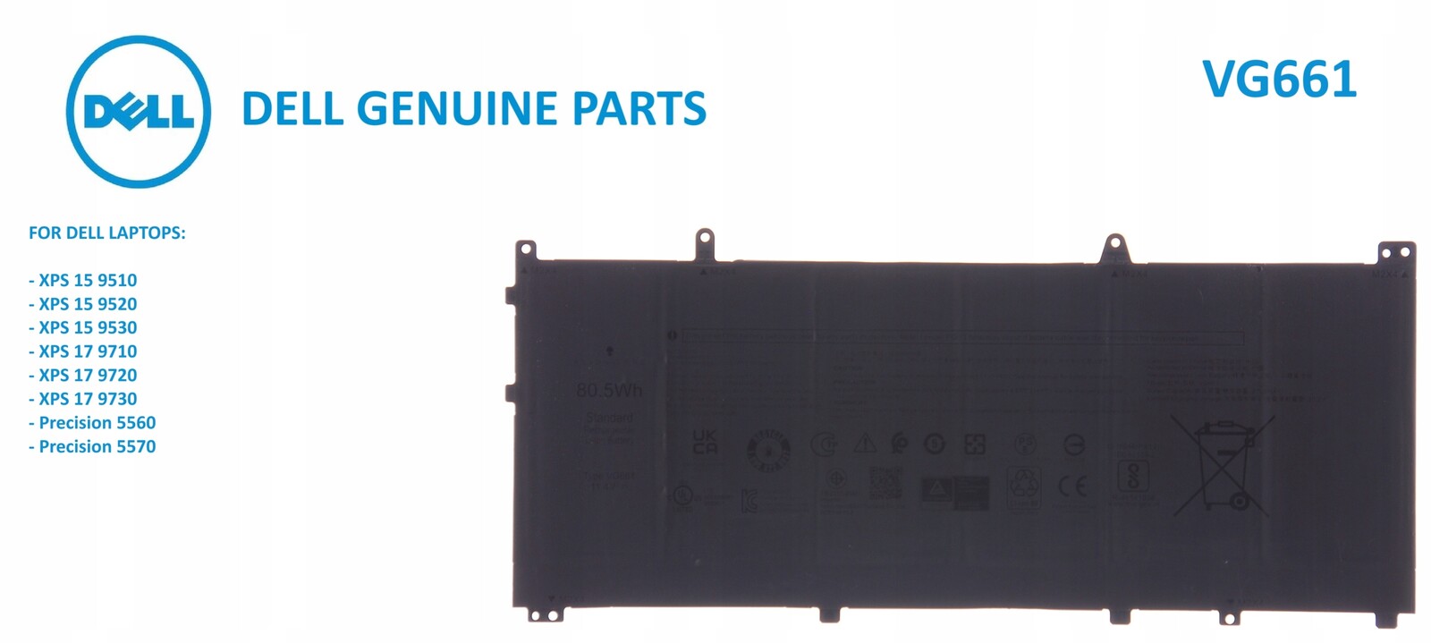 Baterie Dell VG661 80.5Wh 11.4V 6709mAh Xps 9510 9520 9530 9710 9720 9730