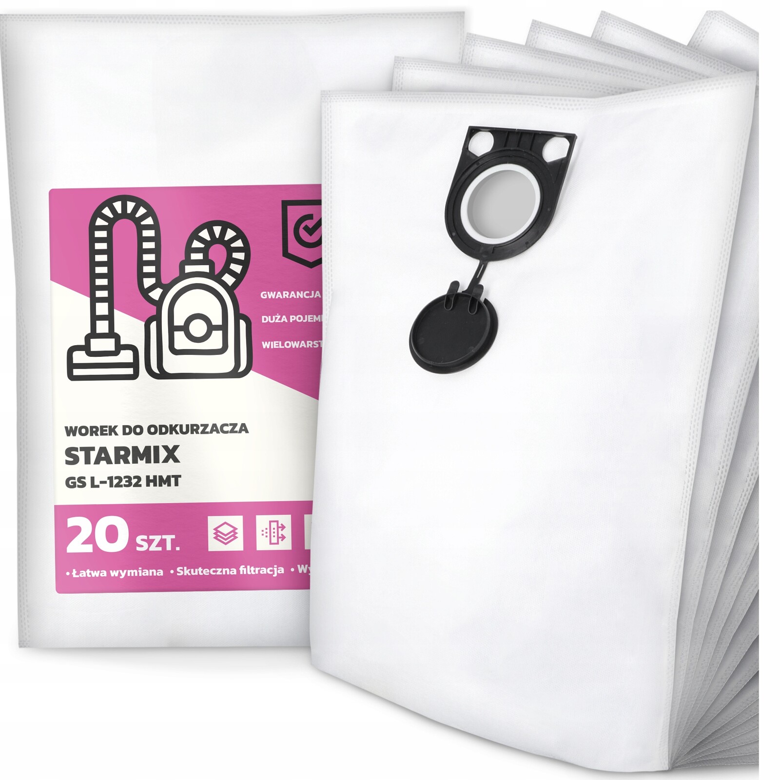 20 x Sáček Do Vysavače Starmix Gs L-1232 Hmt Syntetický Prostorný Silný G9