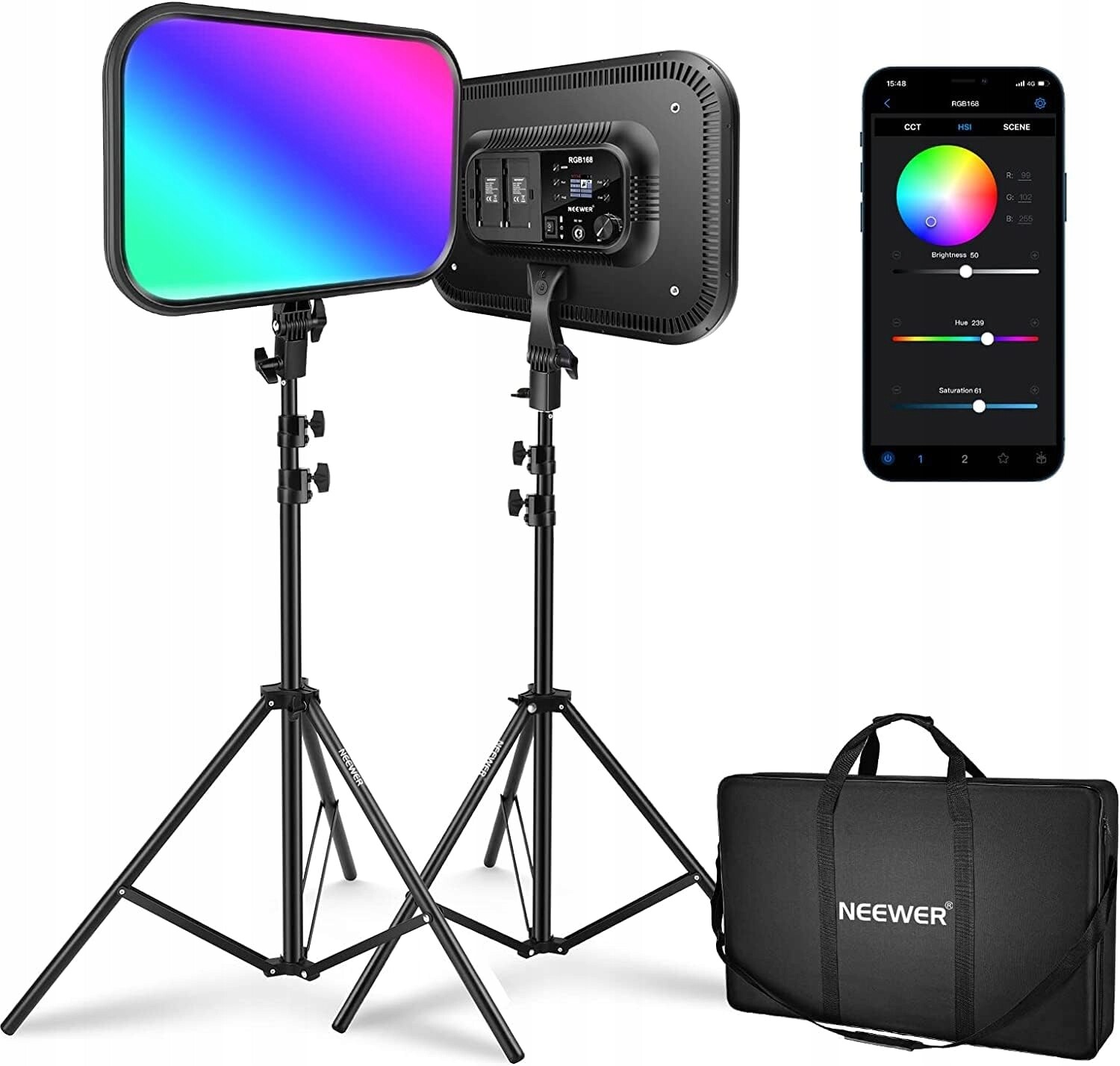 2x Led Diodová Studiová Lampa Rgb Neewer RGB168 2500K-8500K