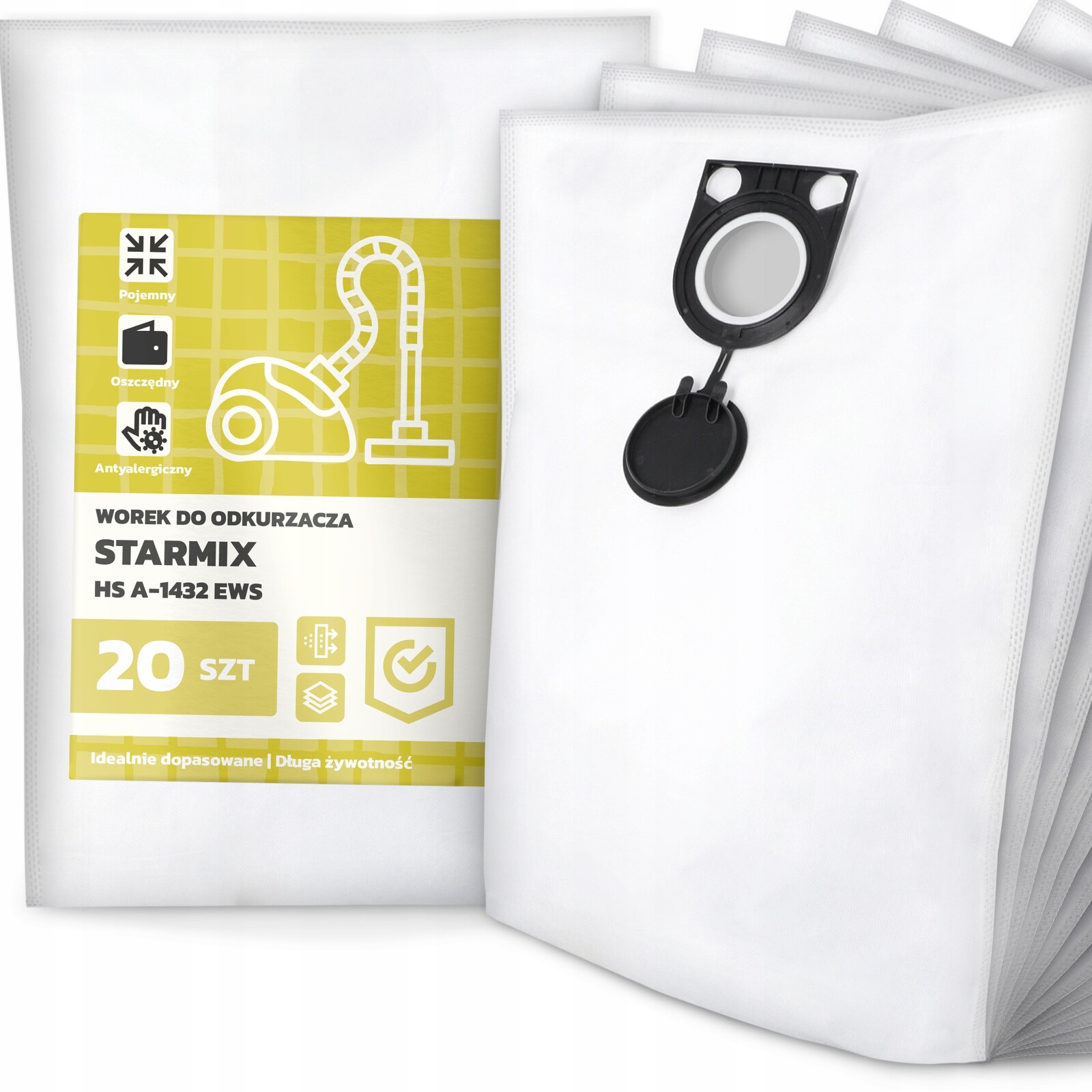 20 x Sáček Do Vysavače Starmix Hs A-1432 Ews Syntetický Prostorný Silný G9