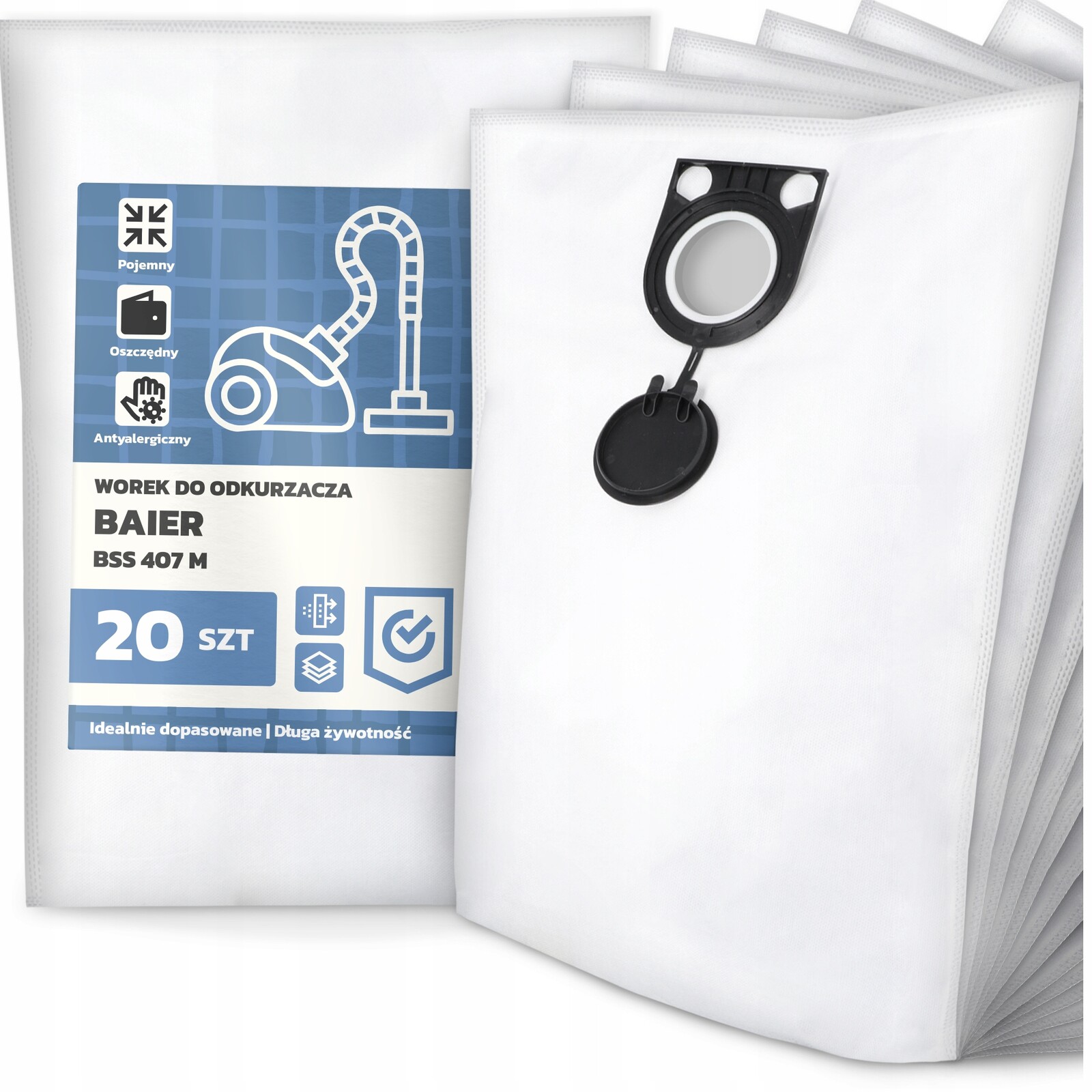 20 x Sáček Do Vysavače Baier Bss 407 M Syntetický Prostorný Silný Sáček G9