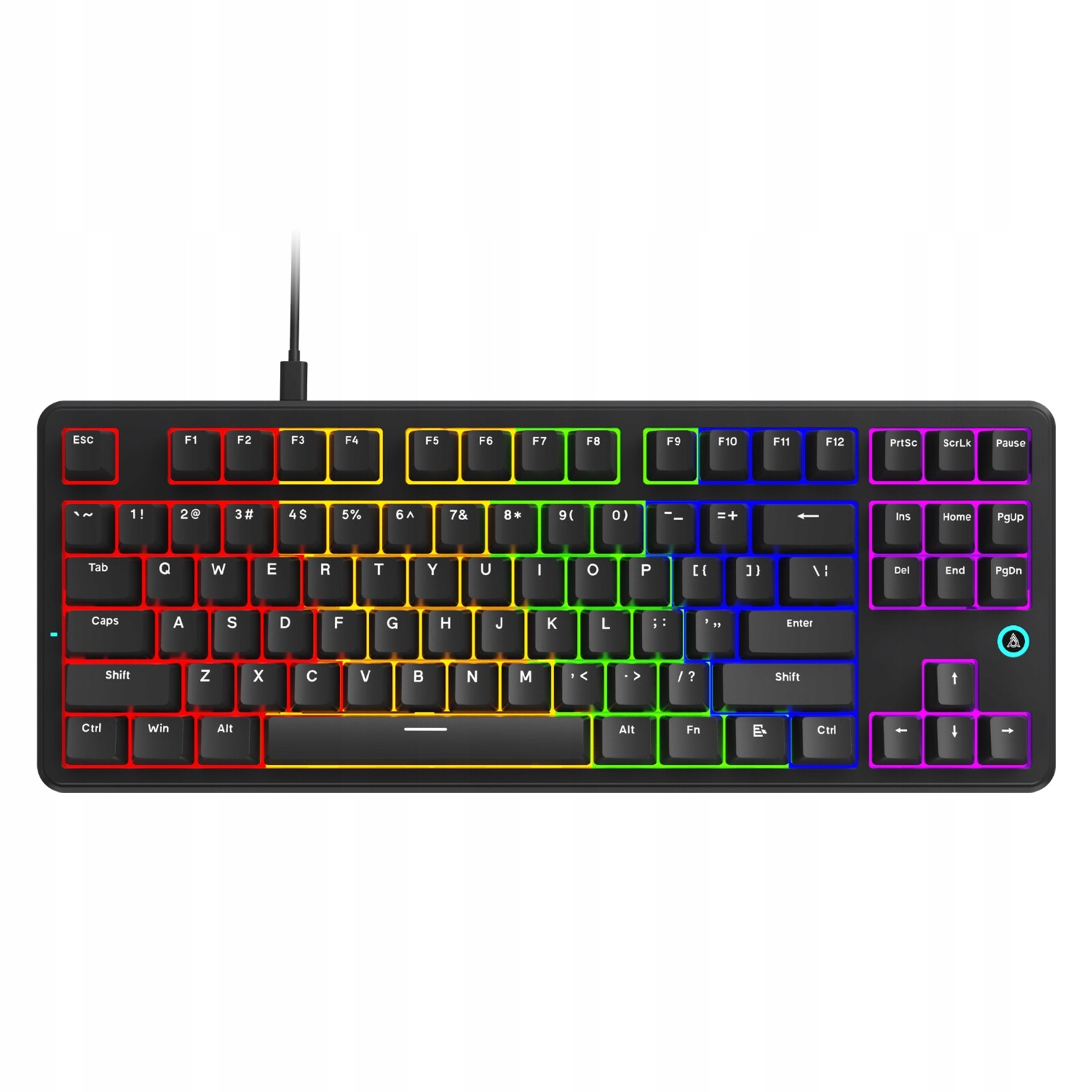 AK870V2 Kabelová mechanická klávesnice s červeným spínačem, kancelářská herní klávesnice Rgb, Diy