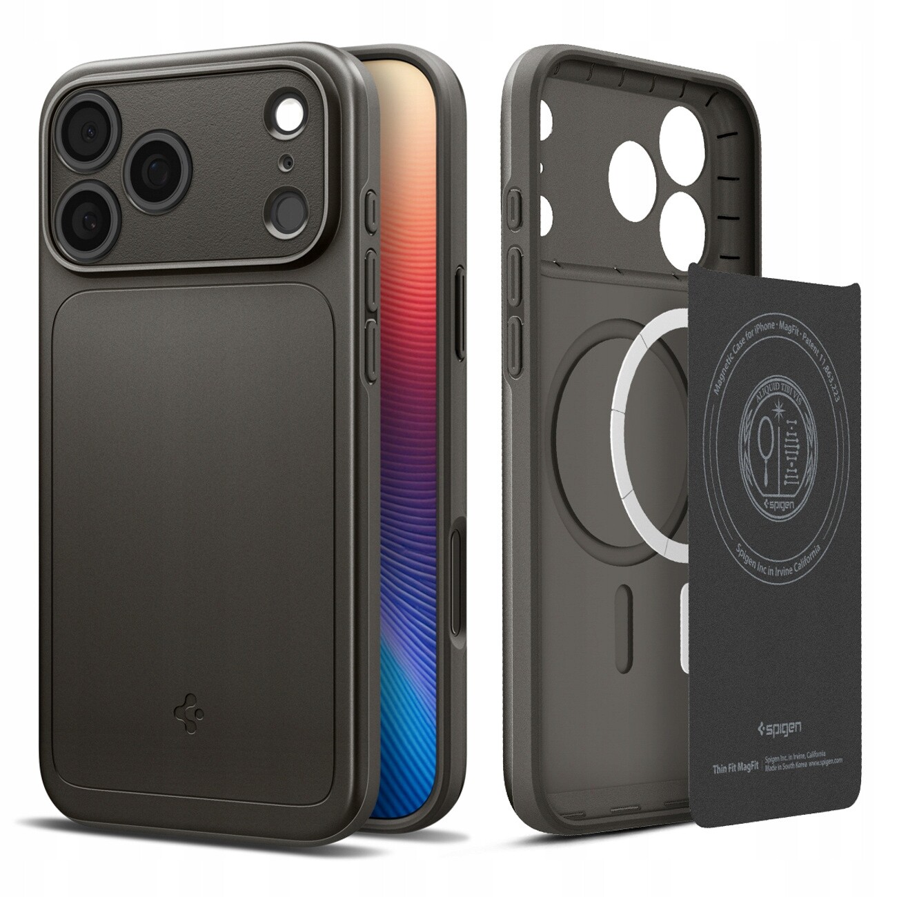 Pouzdro Pro Iphone 17 Pro, Pouzdro Spigen Thin Fit Magsafe, Šedé, Supertenké, Silné