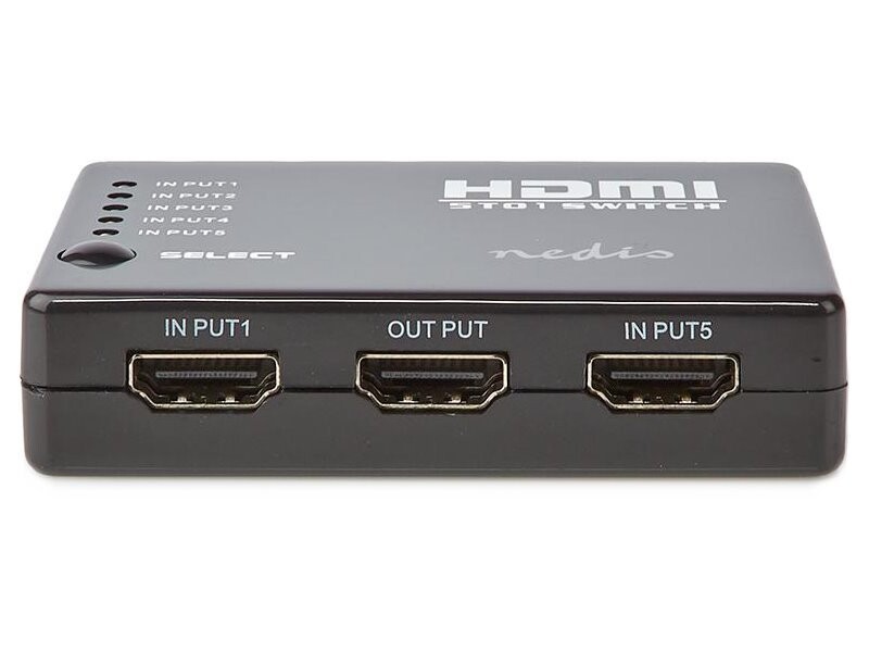 Nedis Hdmi přepínač/ 5x Hdmi vstup/ 1x Hdmi výstup/ 1080p/ Abs/ antracit/ b