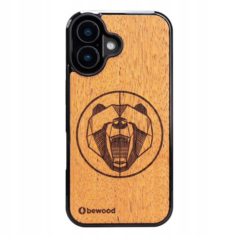 Dřevěný Pouzdro Bewood pro iPhone 17 s motivem medvěda Merbau