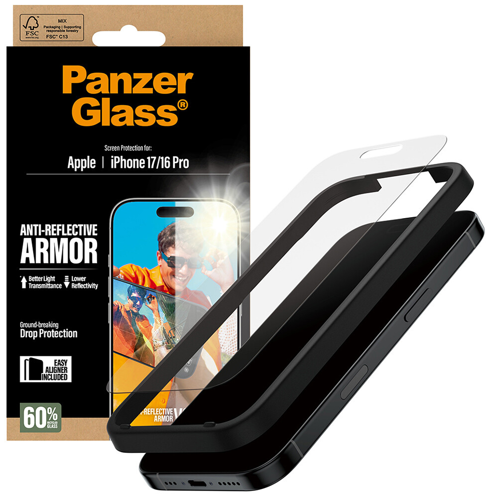 Tvrzené sklo PanzerGlass pro iPhone 16 Pro/ 17, silné, tenké, ochranné