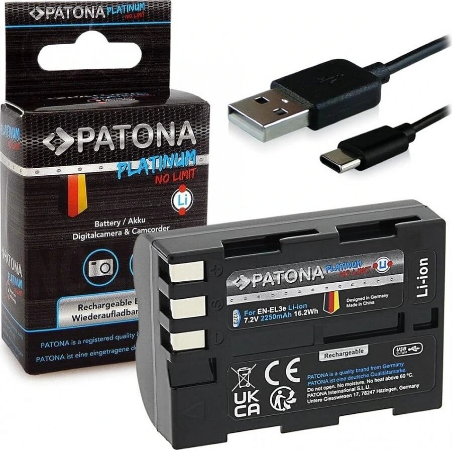 Patona baterie pro foto Nikon EN-EL3E 2250mAh Li-Ion Platinum Usb-c nabíjen