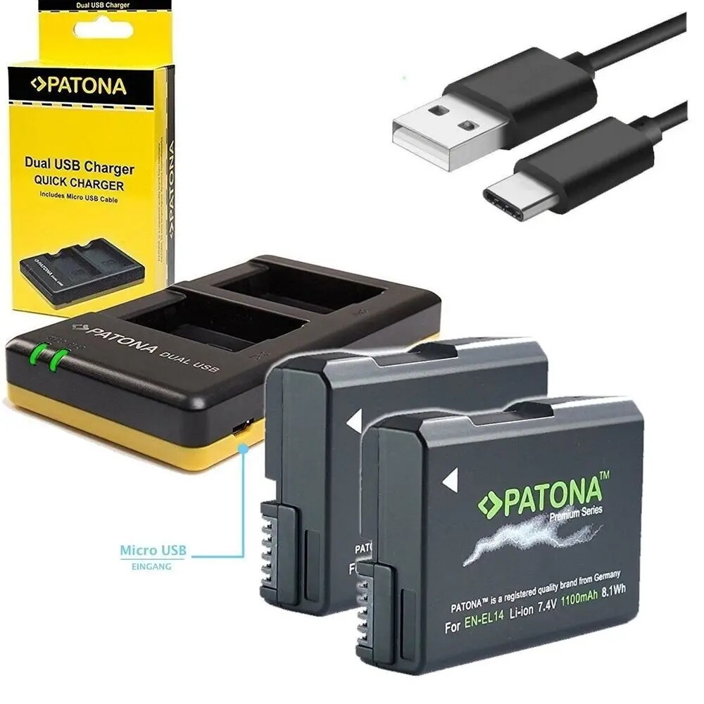 Patona nabíječka Foto Dual Quick Nikon EN-EL14 2x baterie 1100mAh Usb
