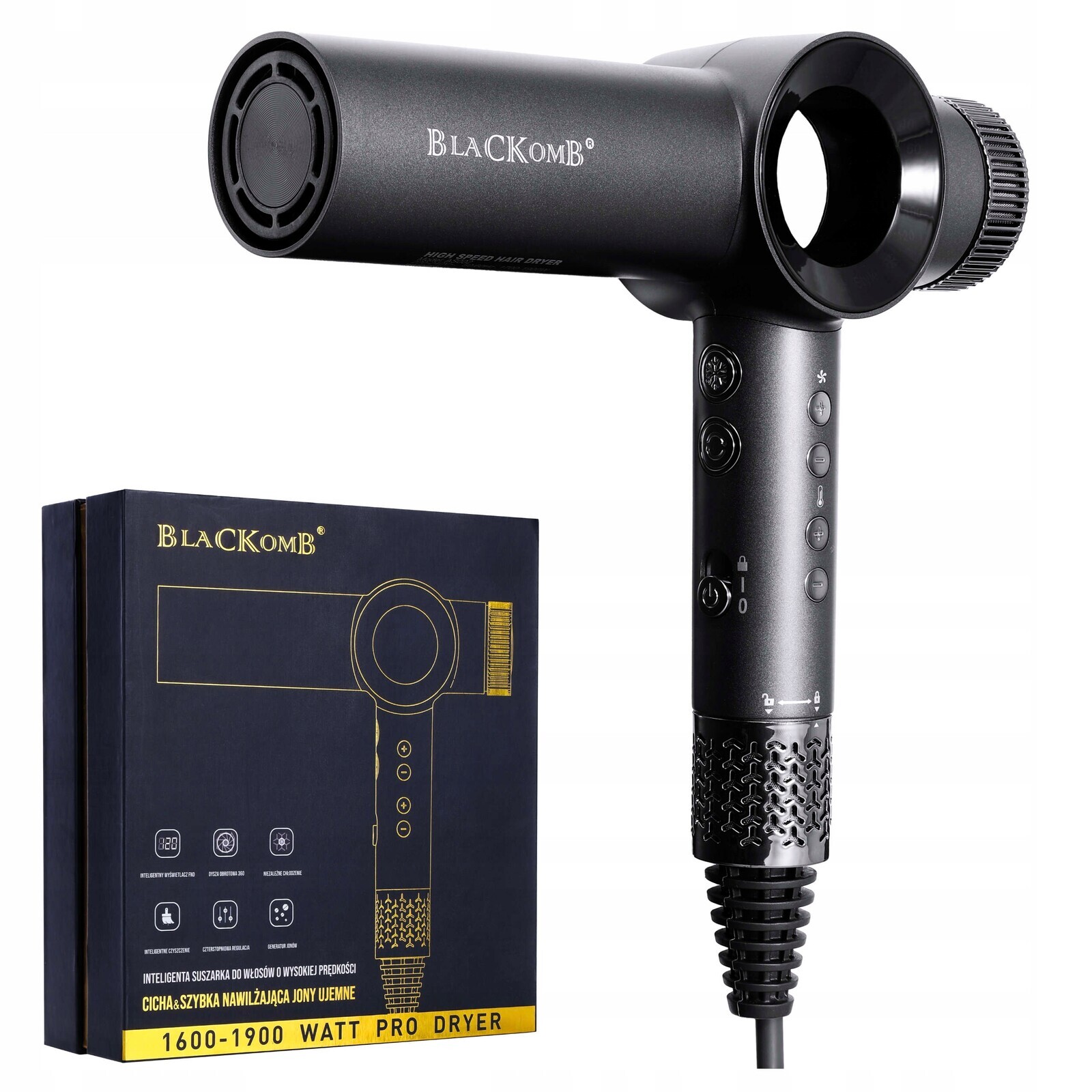 Kadeřnická fén na vlasy s Ionizací Difuzérem Lehká Výkonná 1900 W