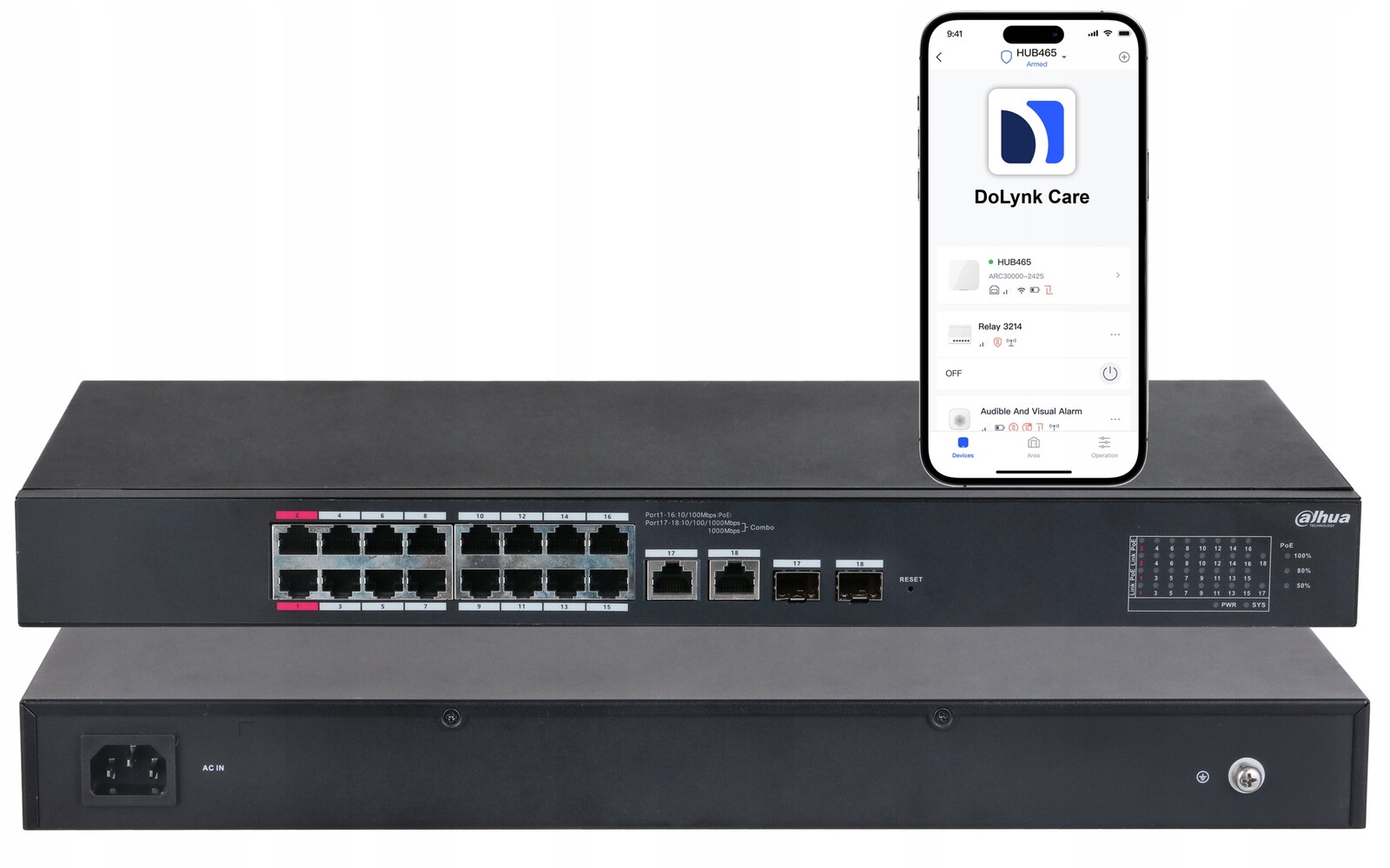 Dahua Cloudově spravovaný PoE Switch 16x Poe 2x Combo CS4218-16ET 240W