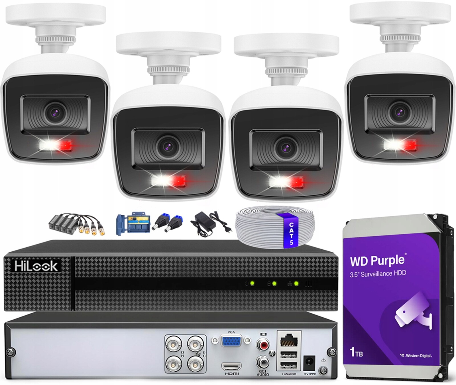 Monitorovací sada 4 kamer 5Mpx Hybrid Light Led/ir Aplikace Detekce