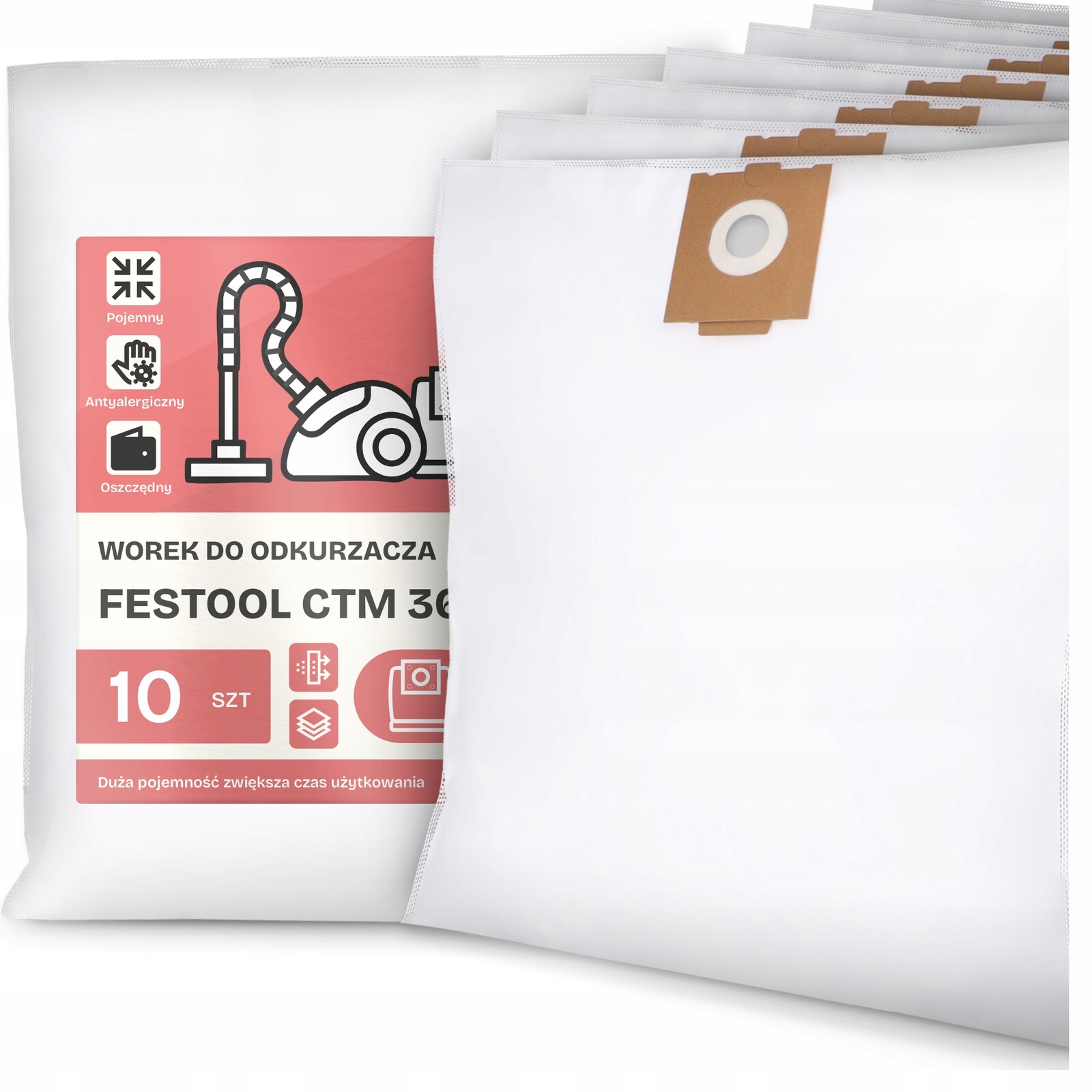 10 x Sáček Do Vysavače Festool Ctm 36 Syntetický Flizelinový Sáčky G9-W