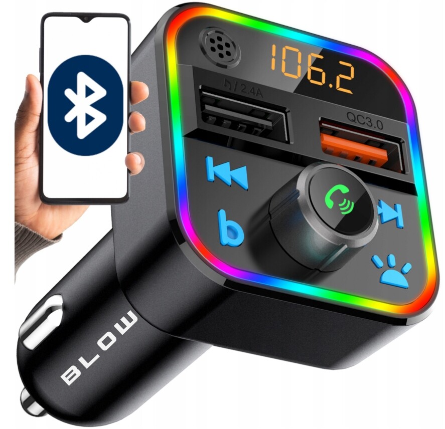 Automobilový Vysílač Fm rychlá nabíječka do auta 2 Usb