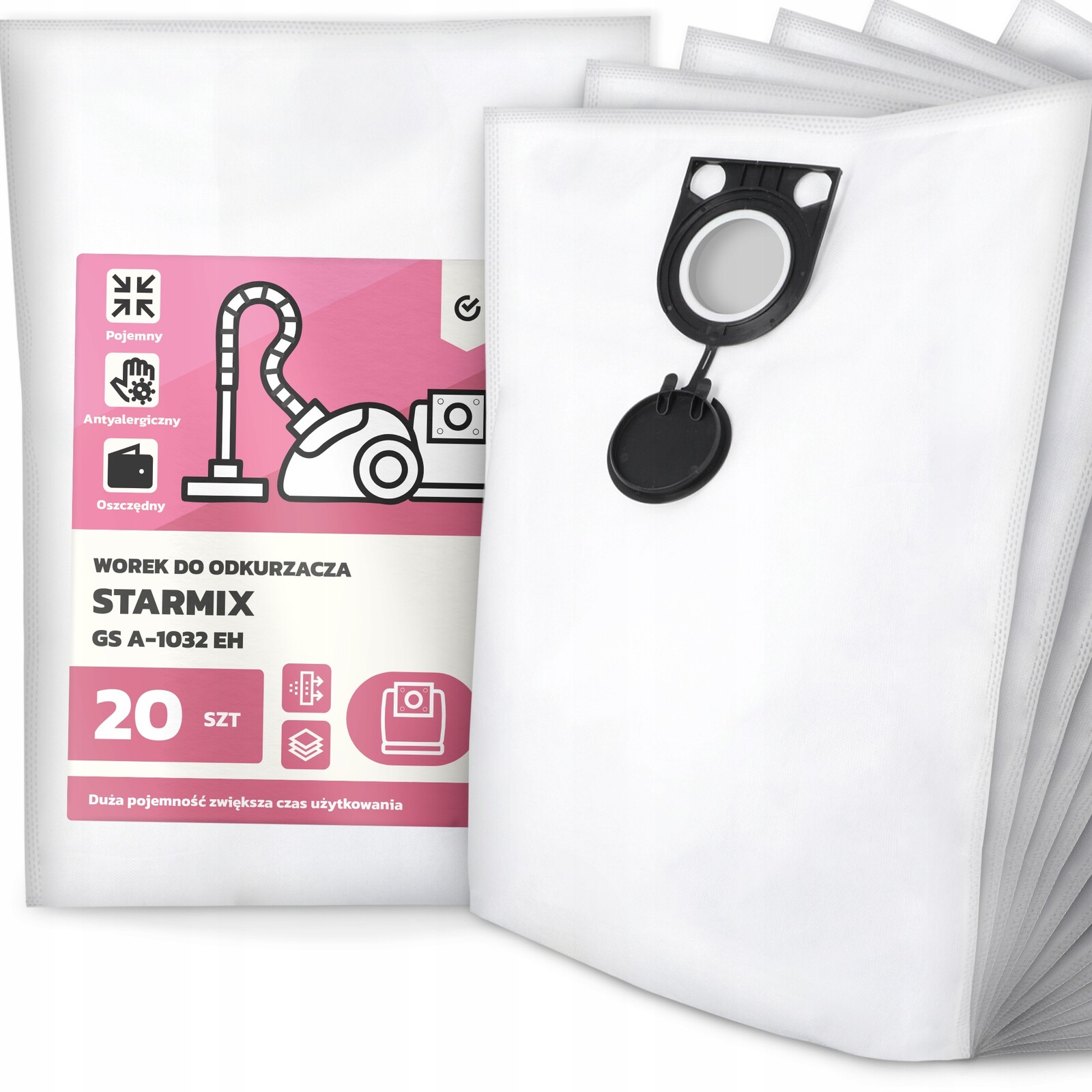 20 x Sáček Do Vysavače Starmix Gs A-1032 Eh Syntetický Prostorný Silný G9