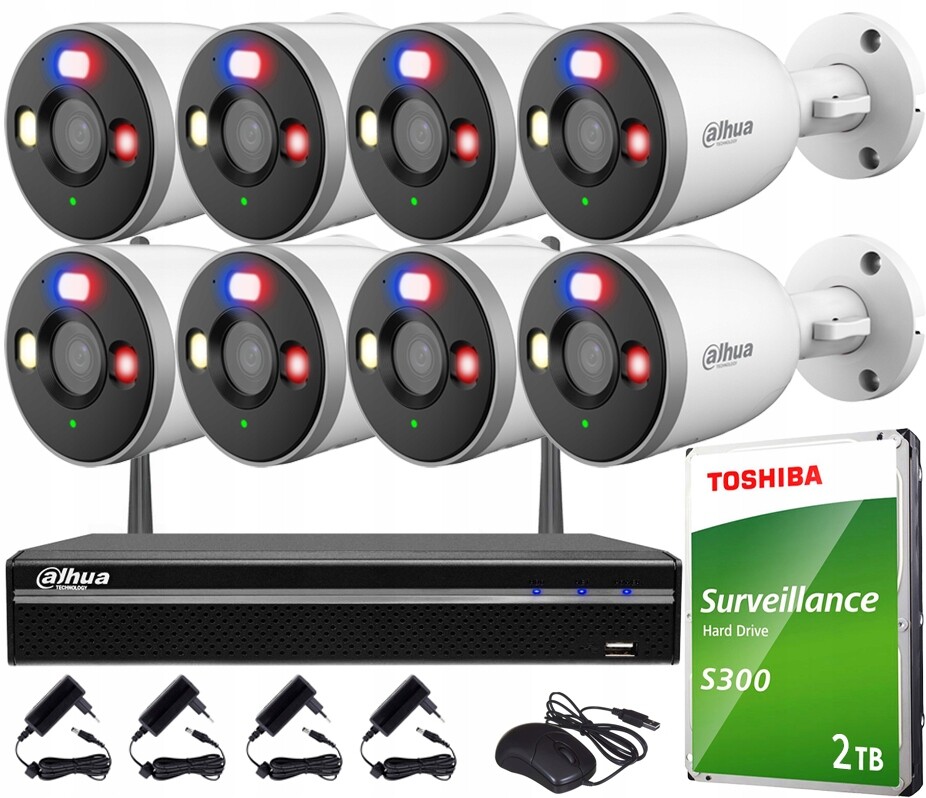 Monitorovací sada Wifi 5MPx Dahua 8 kamer F5D-PB Venkovní duální světlo