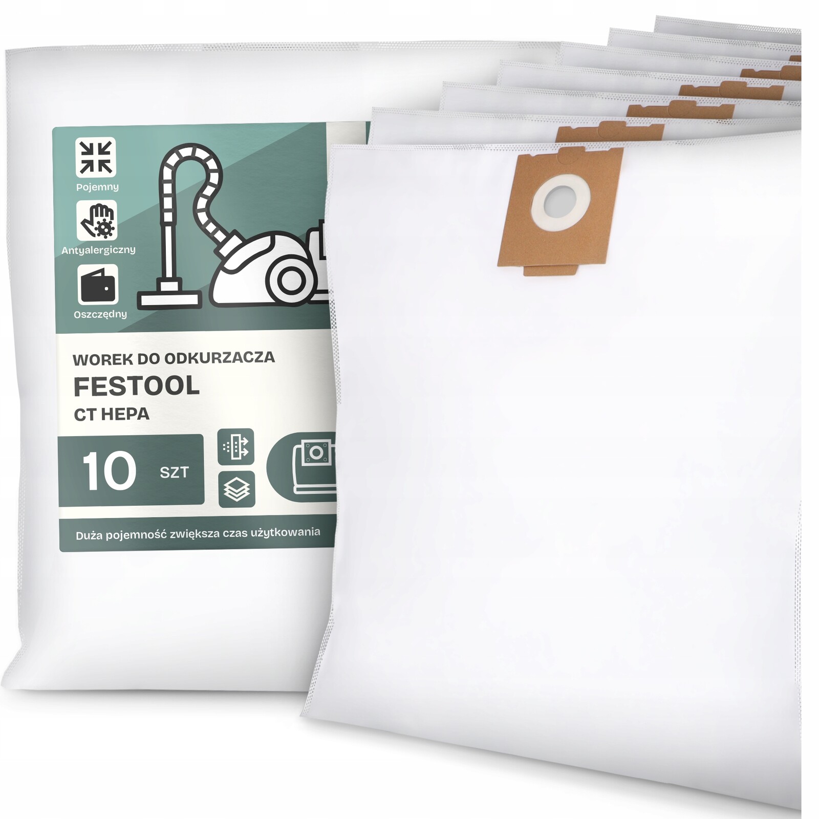 10 x Sáček Do Vysavače Festool Ct Hepa Syntetický Textilní Sáčky G9-W