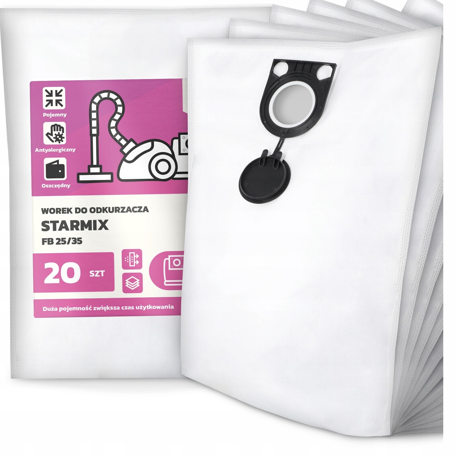 20x Sáček Do Vysavače Starmix Fb 25/35 Syntetický Prostorný Silný Sáček G9