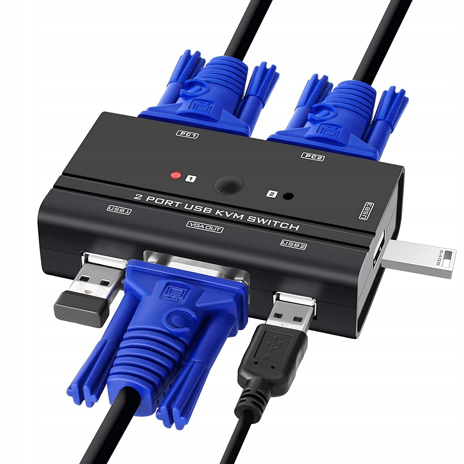 Přepínač Kvm Switch 3XUSB Vga D-sub