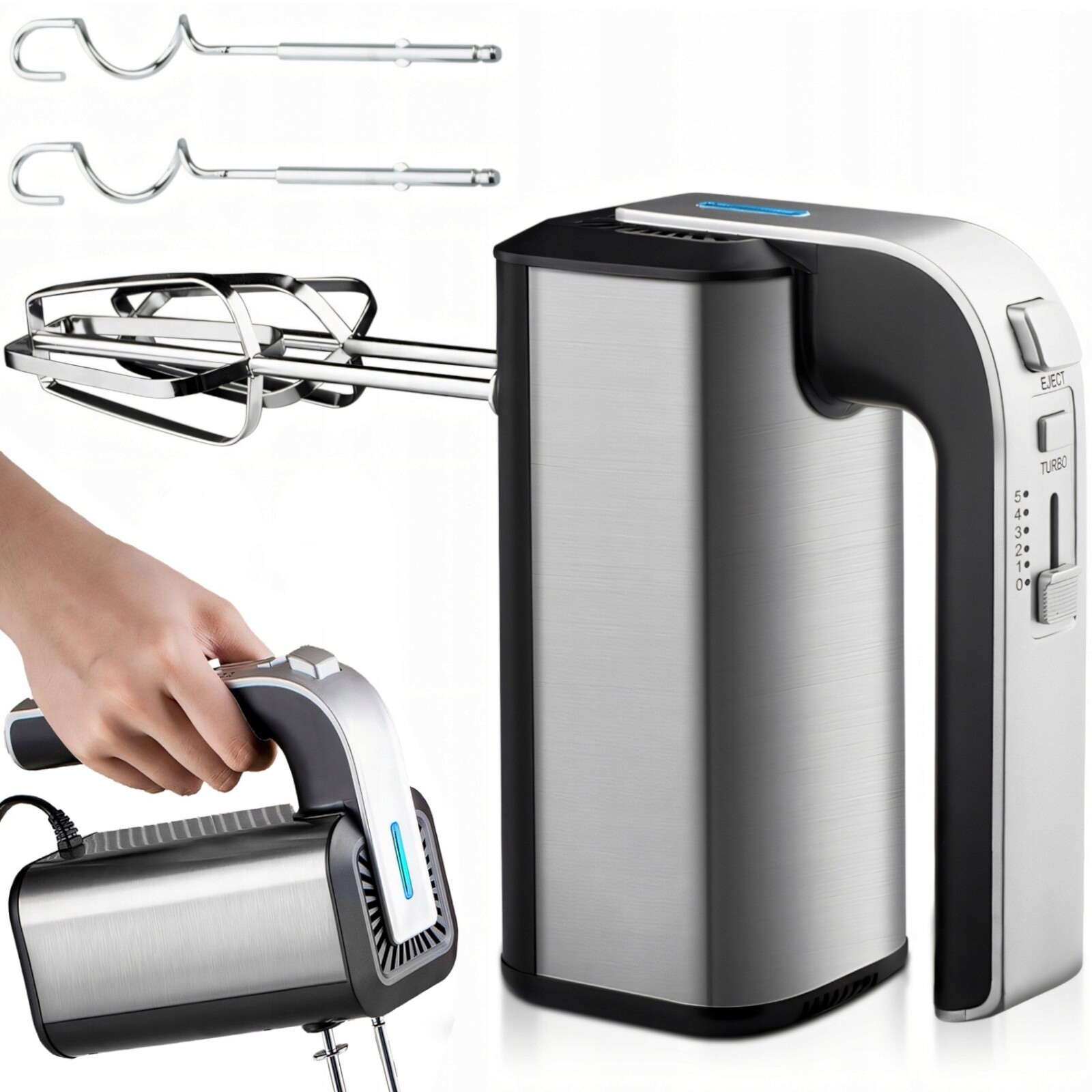 Ruční kuchyňský mixér 5 rychlostí Turbo 300 W stříbrný