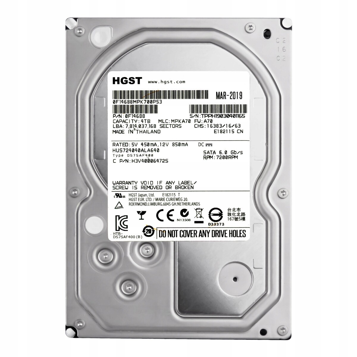 Hgst UltraStar 7K4000 4TB 7.2K 64MB Sata III 3.5'' HUS724040ALA640