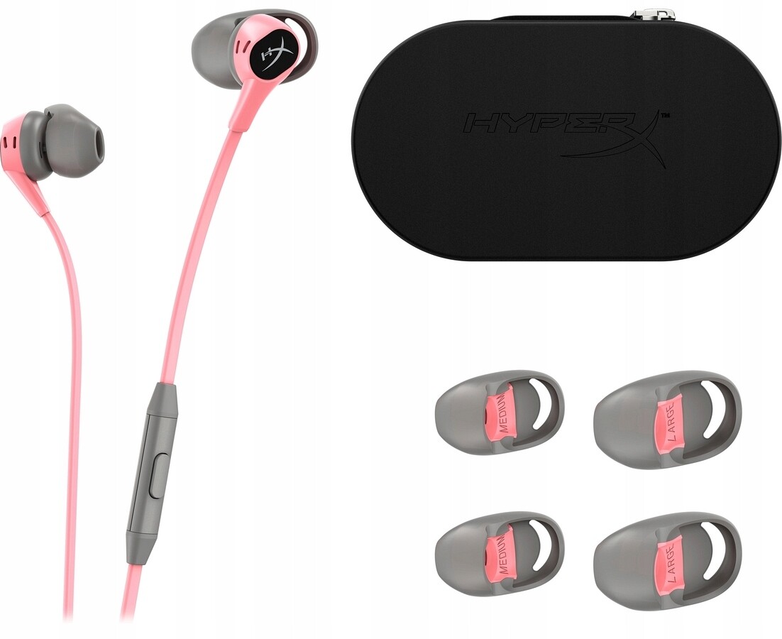 Drátová sluchátka do uší HyperX Cloud Earbuds růžovo-šedá 6N9J8AA